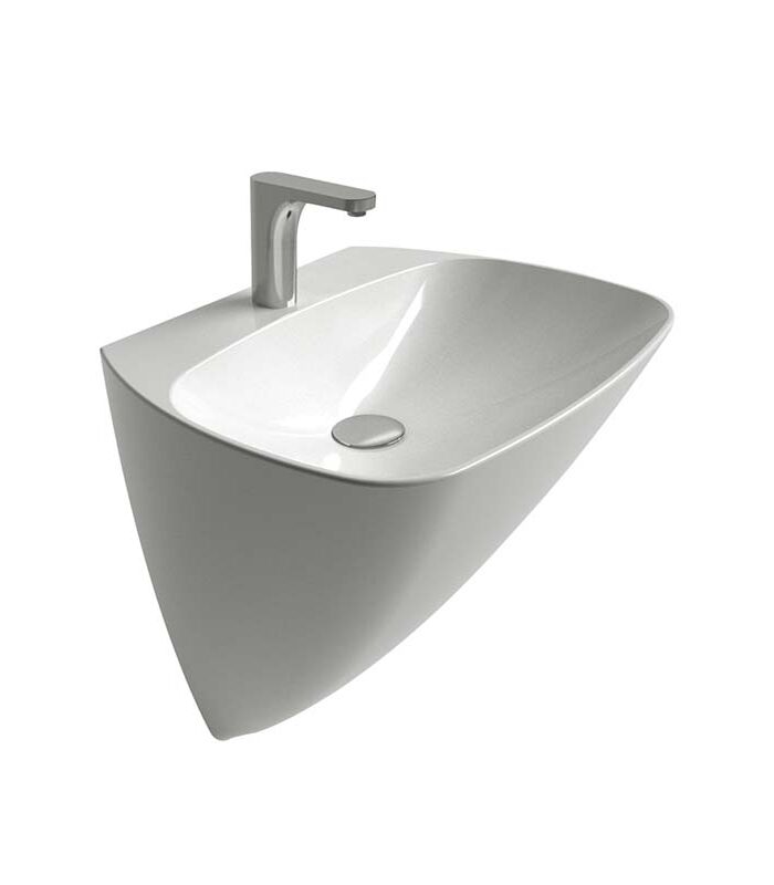 Mono white ceramic washbasin in modern Syrian bathroom