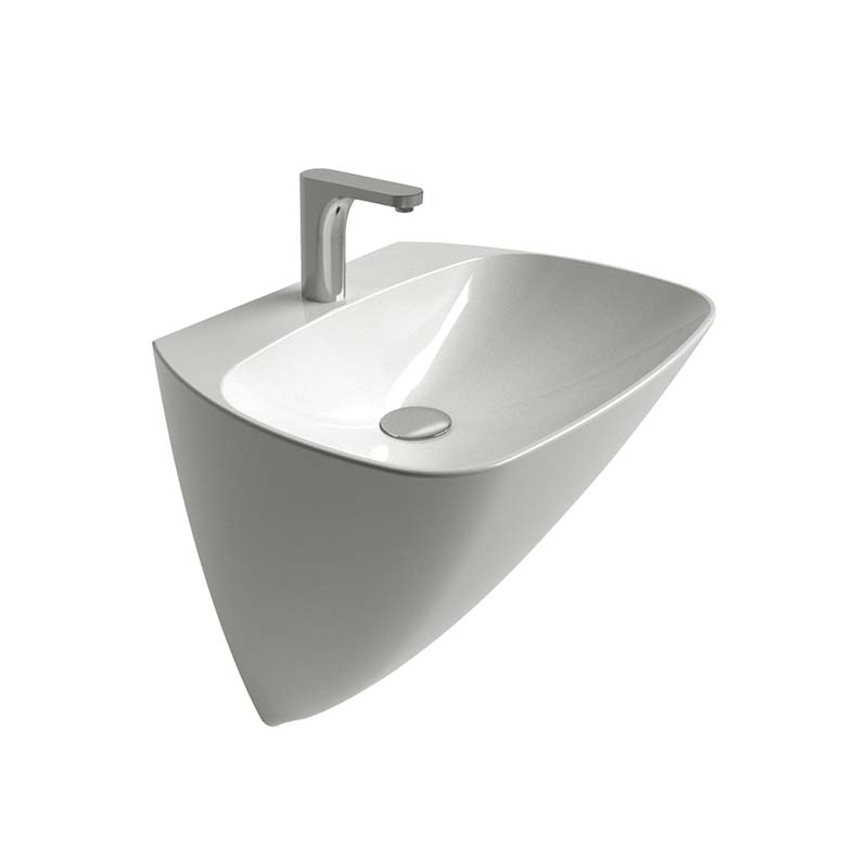 Mono white ceramic washbasin in modern Syrian bathroom