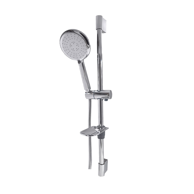 modern Domino chrome shower set installed in Syrian apartment bathroom