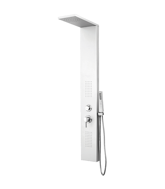 Idea white glossy shower set in modern Syrian bathroom
