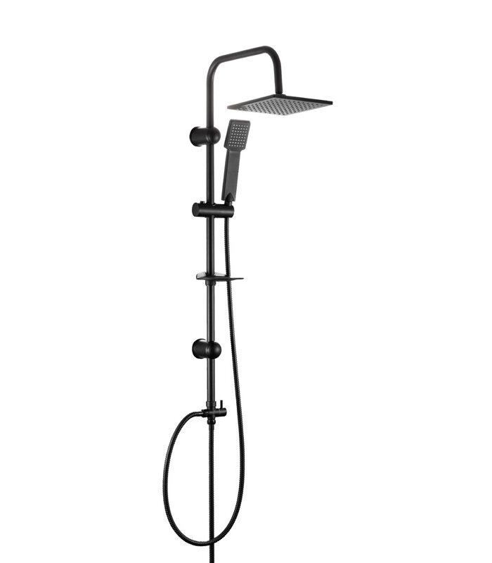 luxury black shower mixer set from Aqua installed in Syrian home