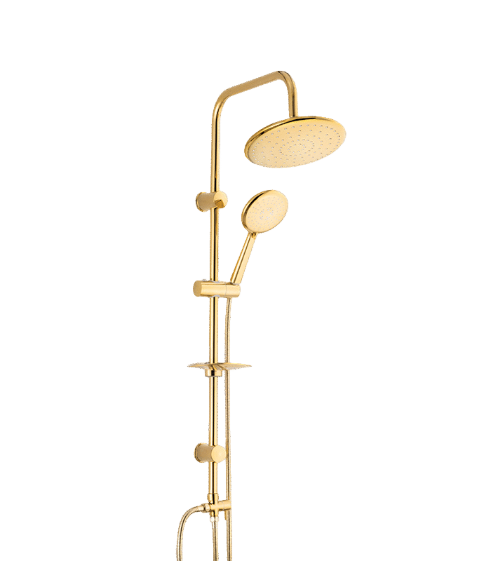 Domino gold luxury shower set installed in premium Syrian bathroom