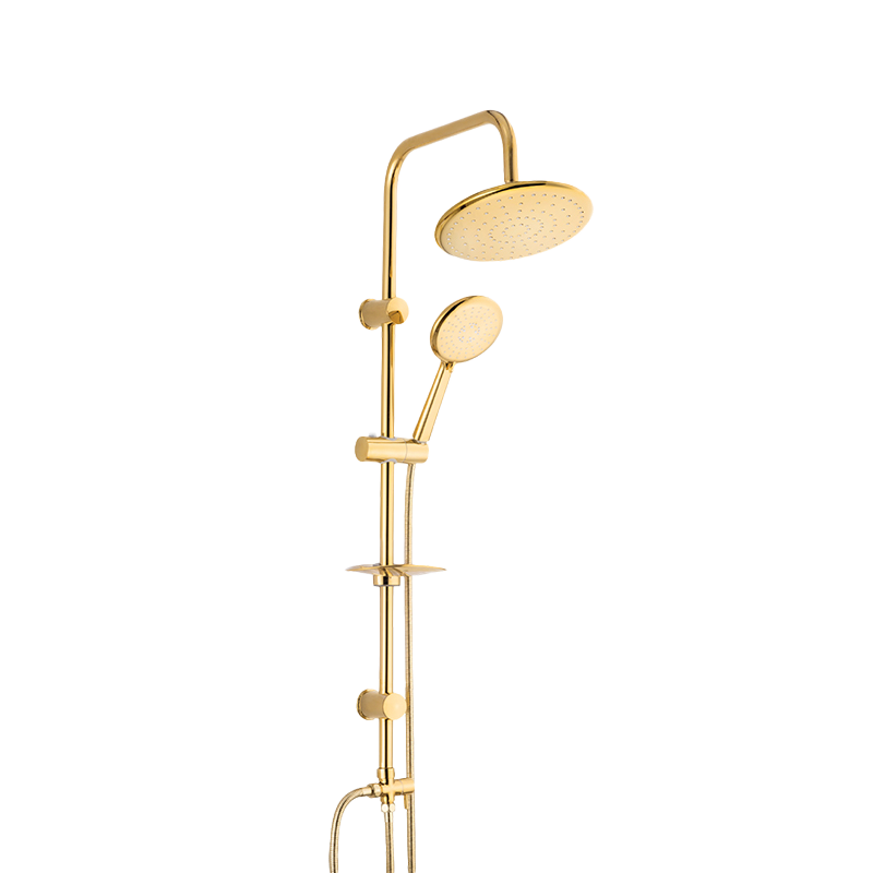 Domino gold luxury shower set installed in premium Syrian bathroom