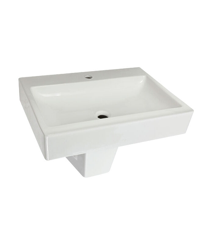 Power modern white ceramic washbasin installed in Syrian home