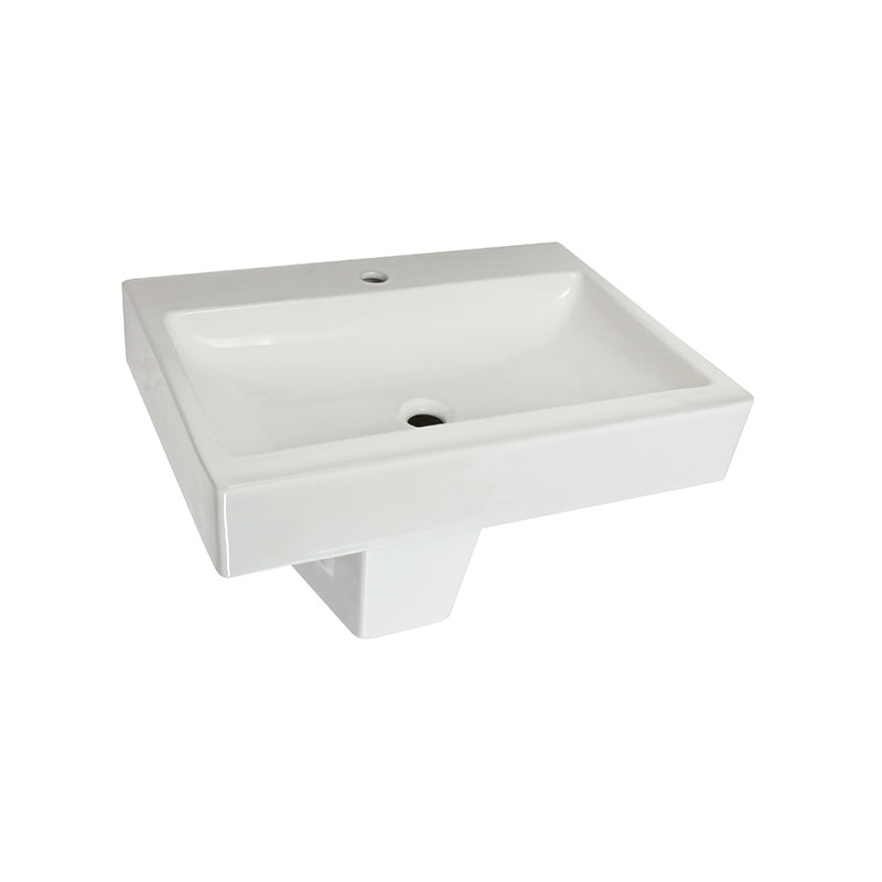 Power modern white ceramic washbasin installed in Syrian home