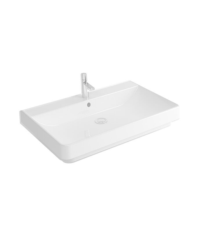 Pixel white square ceramic washbasin in Syrian bathroom