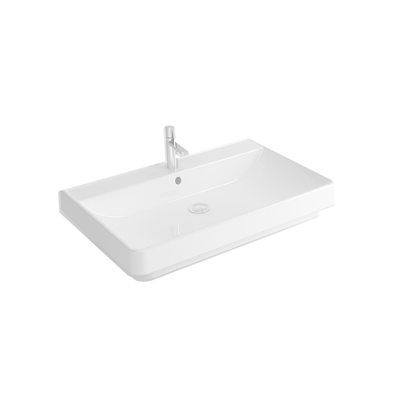 Pixel white square ceramic washbasin in Syrian bathroom