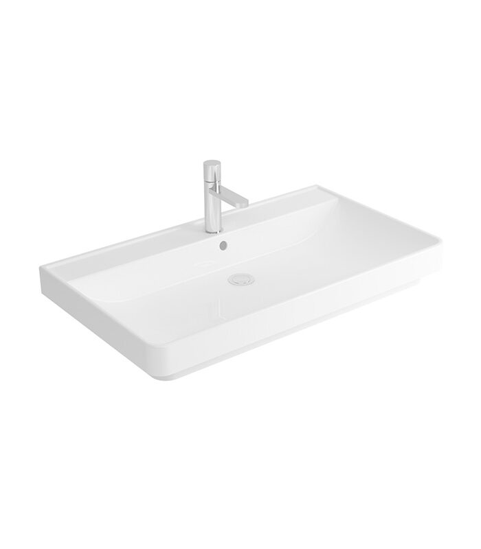 Modern white Pixel ceramic washbasin in Syrian guest bathroom