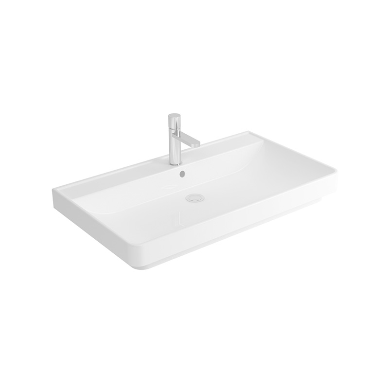 Modern white Pixel ceramic washbasin in Syrian guest bathroom