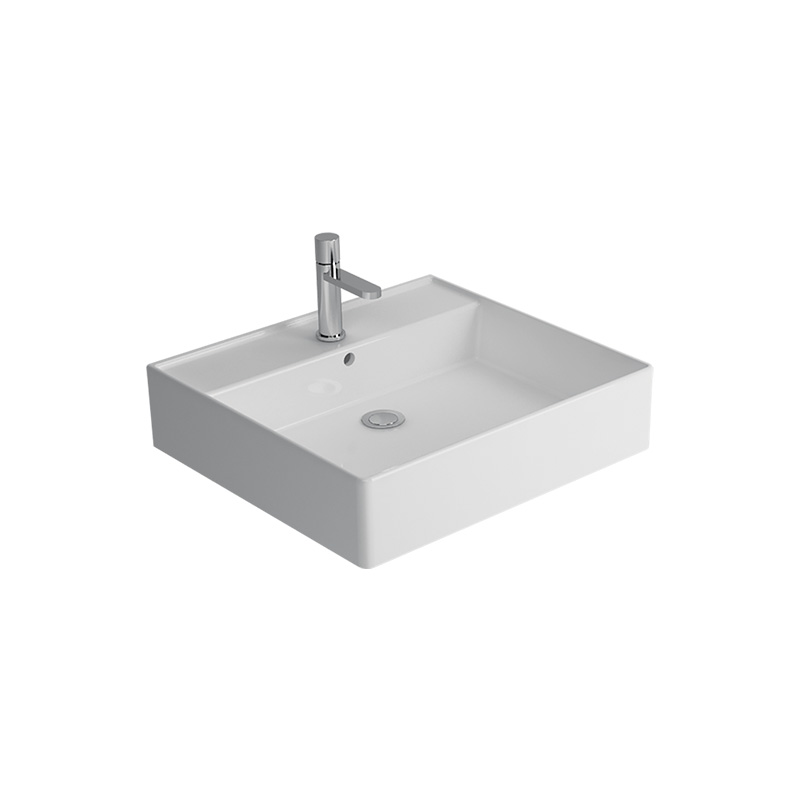 Paltin white ceramic washbasin with angular design for Syrian bathrooms