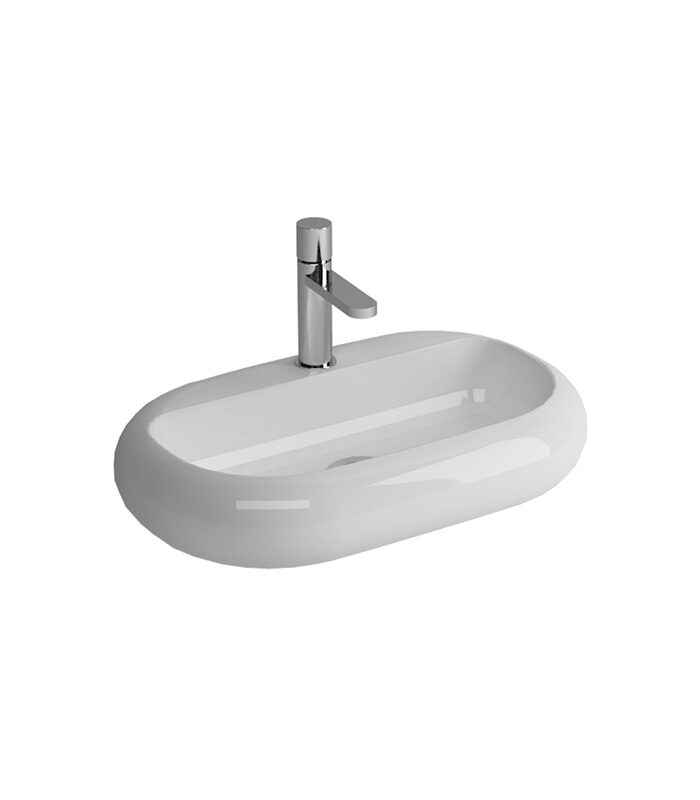 Elips white oval ceramic washbasin installed in Syrian bathroom