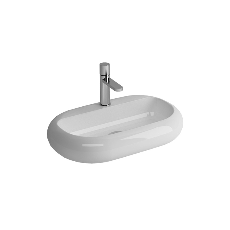 Elips white oval ceramic washbasin installed in Syrian bathroom
