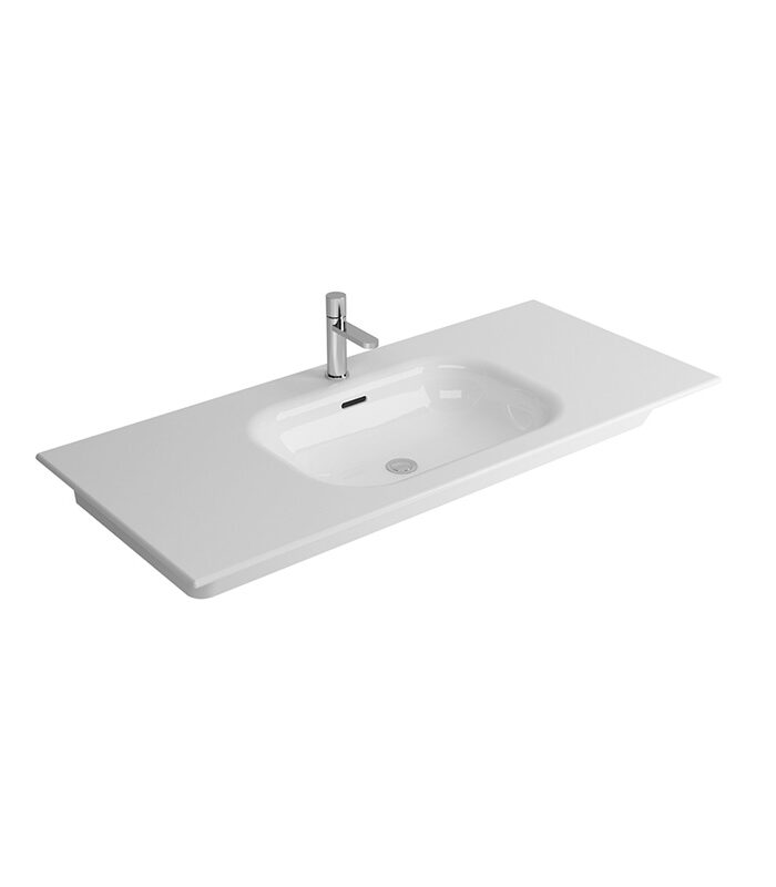Natural classic white ceramic washbasin in Syrian bathroom