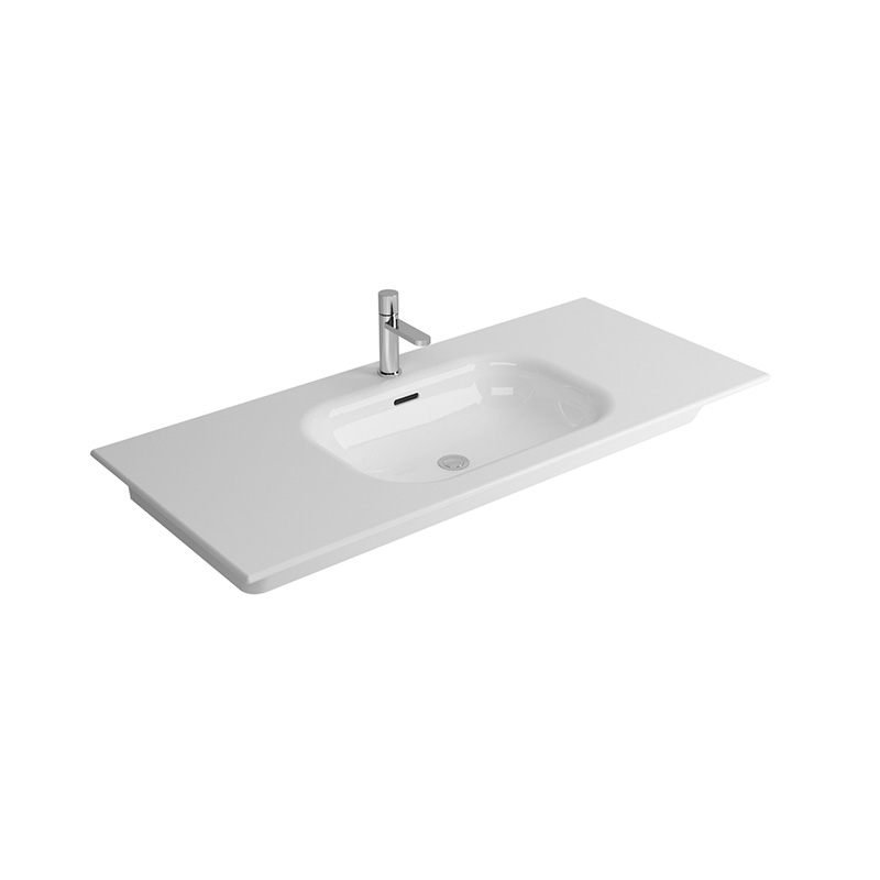 Natural classic white ceramic washbasin in Syrian bathroom