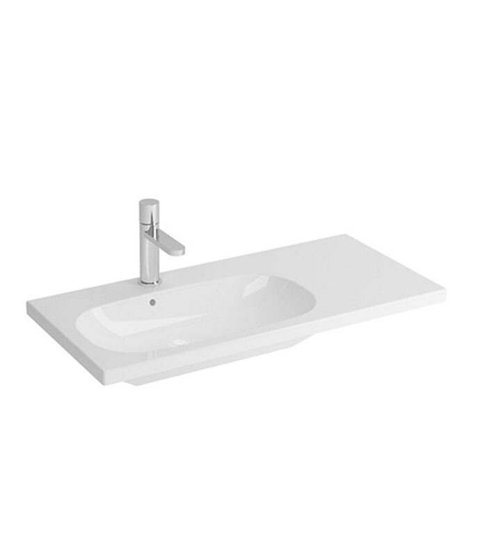River white ceramic washbasin installed in modern Syrian bathroom