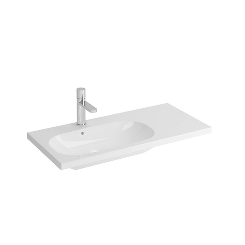 River white ceramic washbasin installed in modern Syrian bathroom