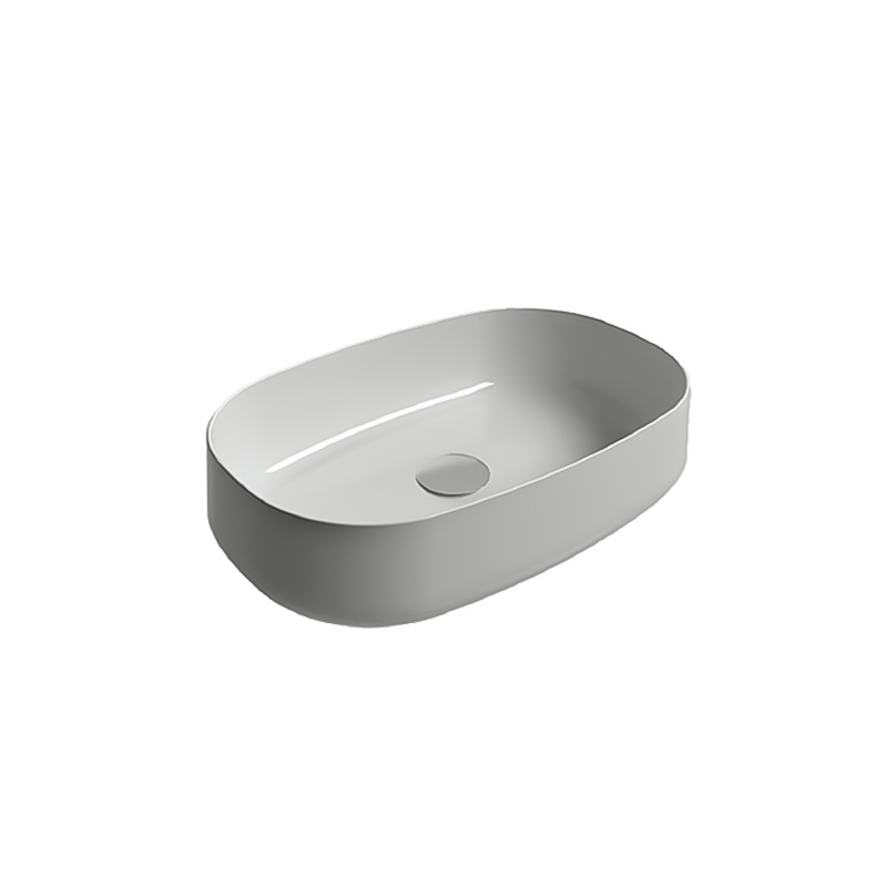 Lavelli collection white oval ceramic washbasin in Syrian bathroom