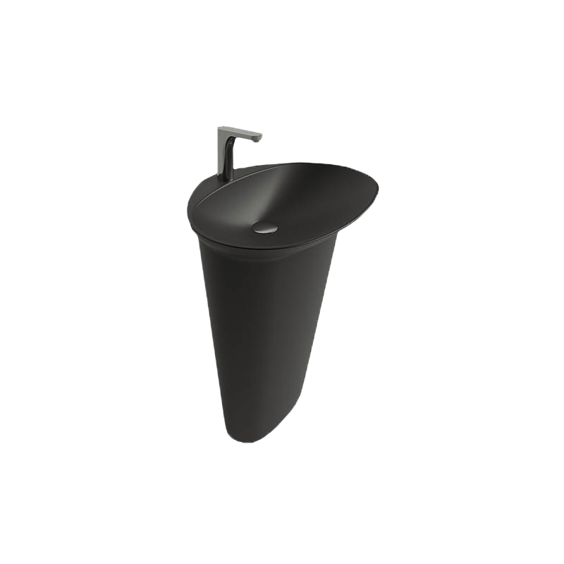 Stella black matte ceramic washbasin installed in Syrian bathroom