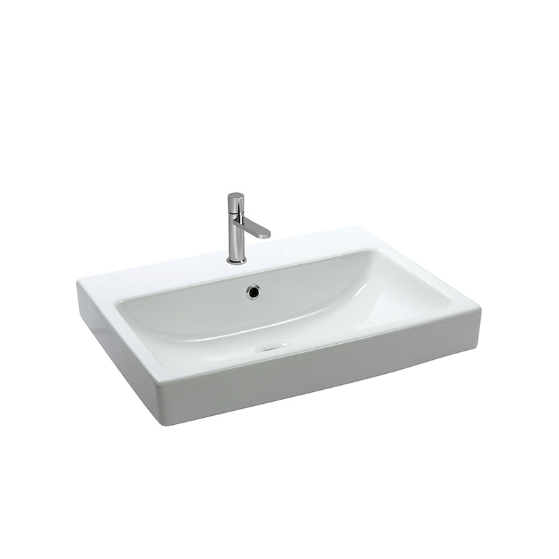 Aqua white ceramic washbasin installed in Syrian bathroom