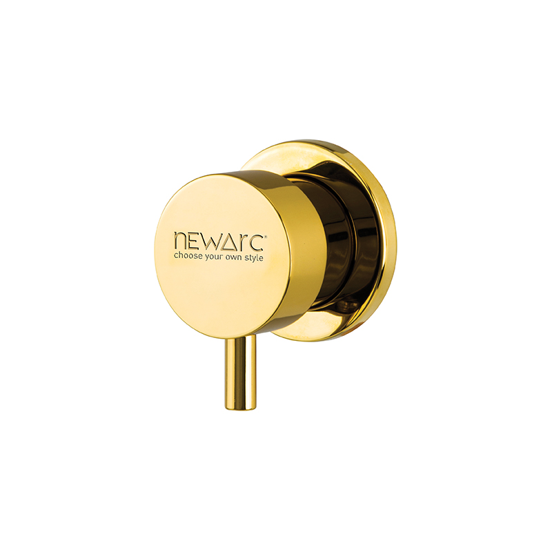 Modern gold stop valve tap installed in Syrian bathroom