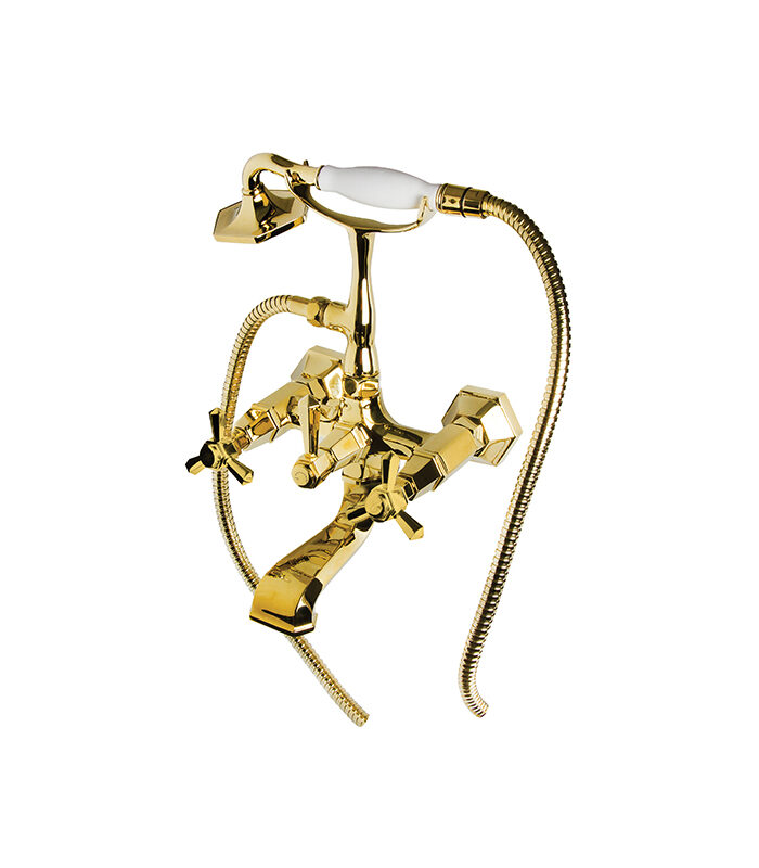 Luxury gold bathroom mixer with hexagonal design from Hexa collection in Syria