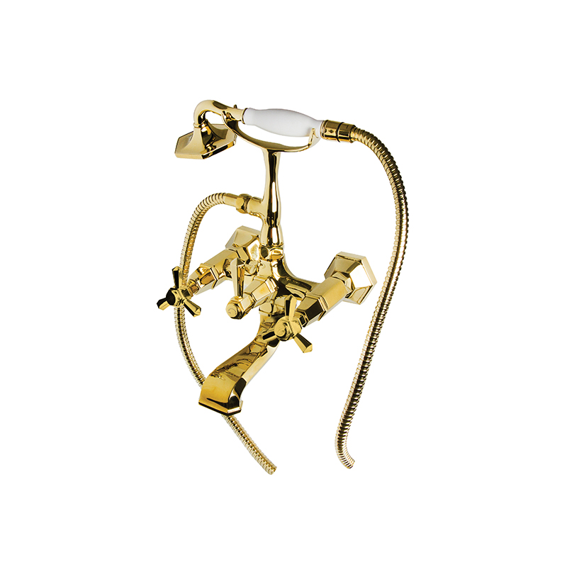 Luxury gold bathroom mixer with hexagonal design from Hexa collection in Syria