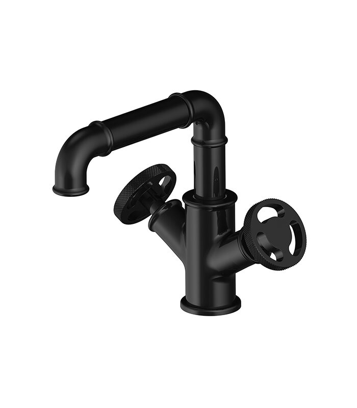 Angular matte black bathroom mixer from Victory collection in Syria