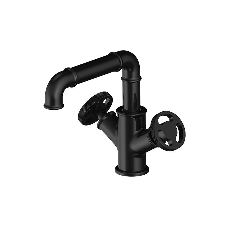 Angular matte black bathroom mixer from Victory collection in Syria