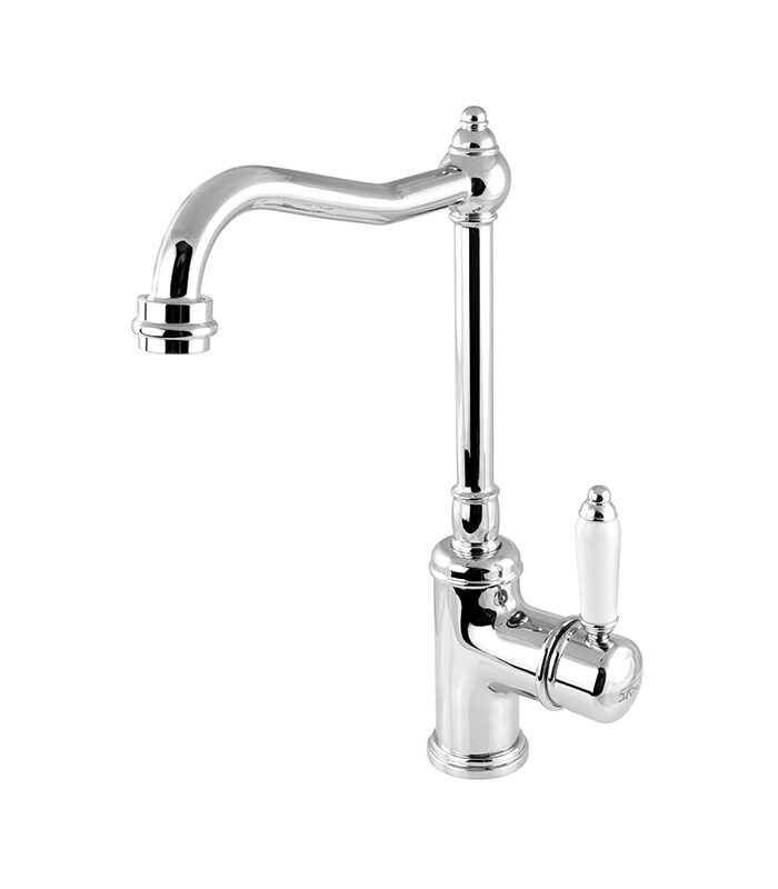 Elite-X chrome mixer installed on luxury white ceramic washbasin in Syria