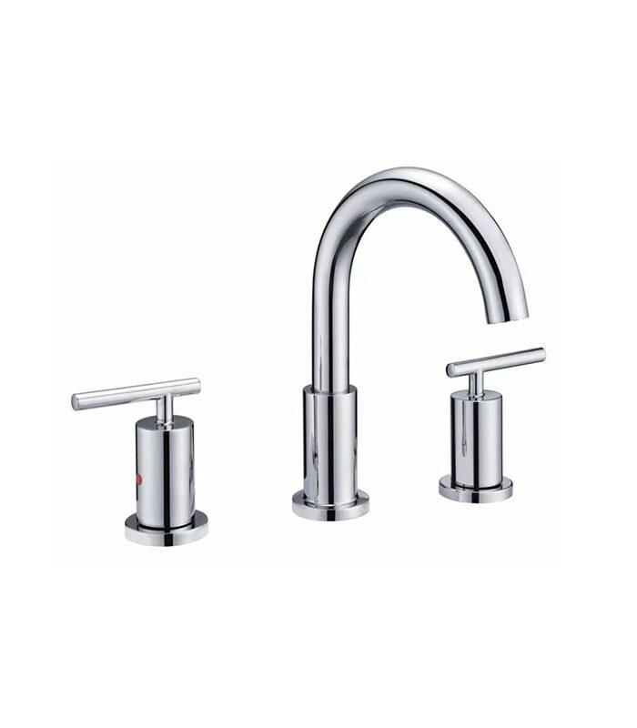 Cylindrical chrome mixer from New Art collection on white Syrian sink