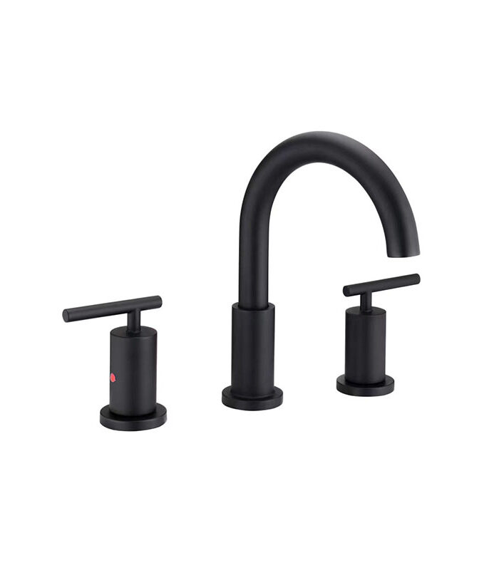 Matte black bathroom mixer from New Art series on Syrian washbasin