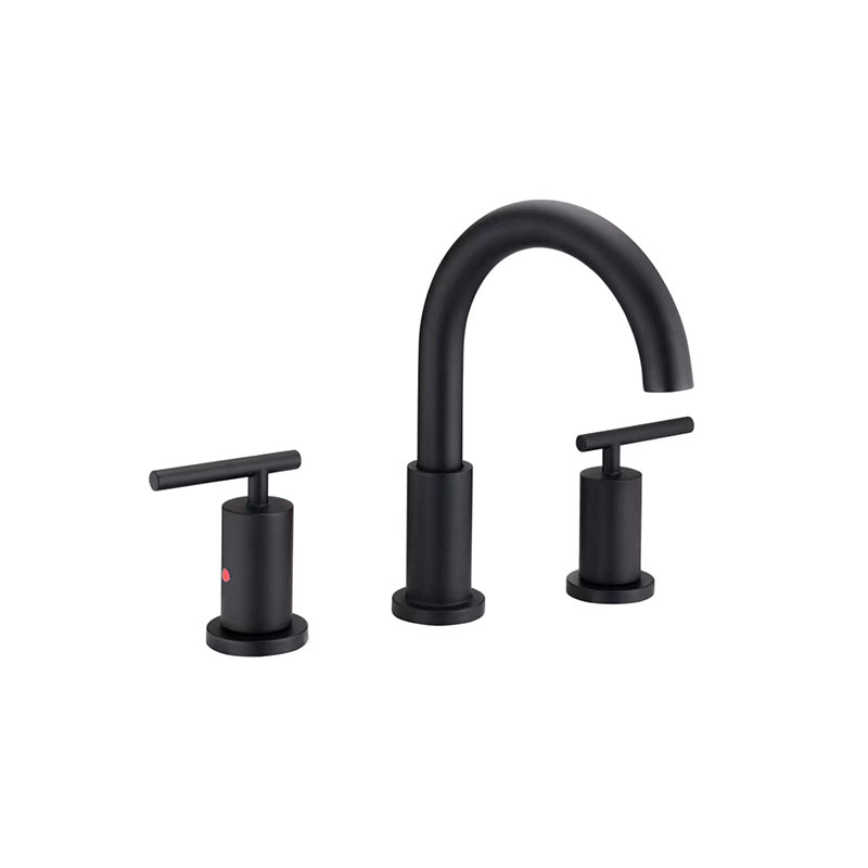 Matte black bathroom mixer from New Art series on Syrian washbasin