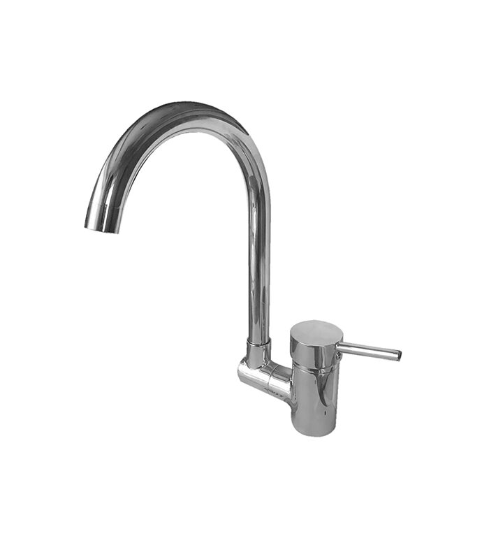Geometric chrome bathroom mixer from New Art collection on Syrian sink