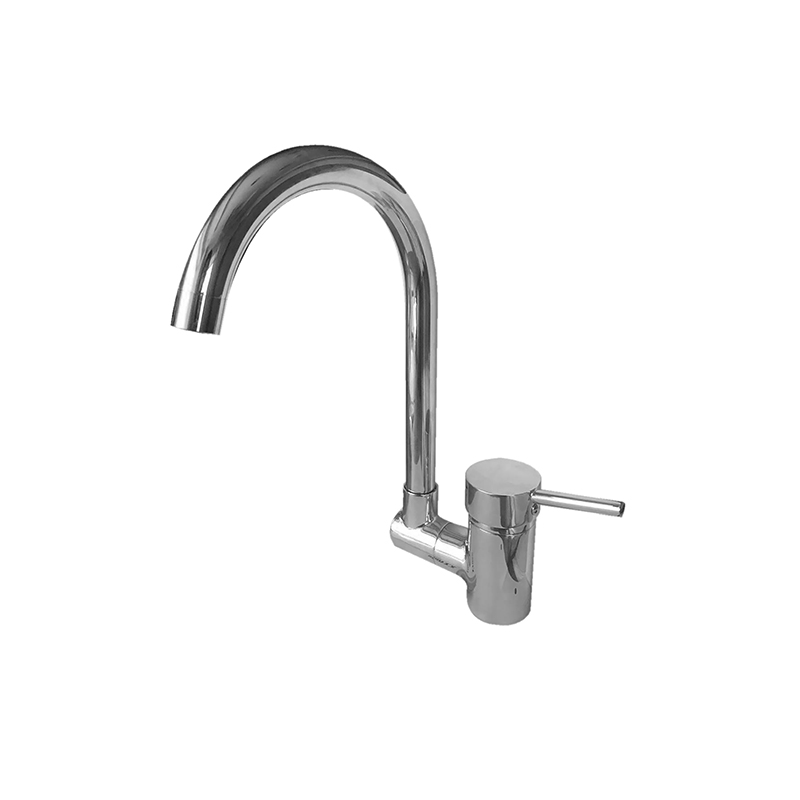 Geometric chrome bathroom mixer from New Art collection on Syrian sink