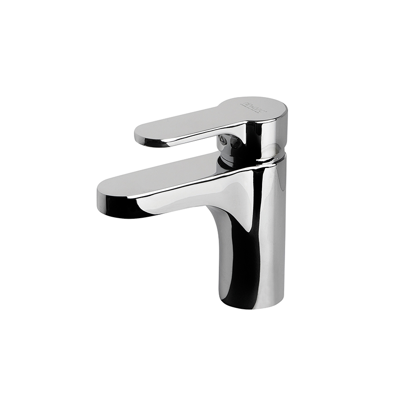 Minimalist Master chrome mixer tap on white washbasin in Syrian bathroom
