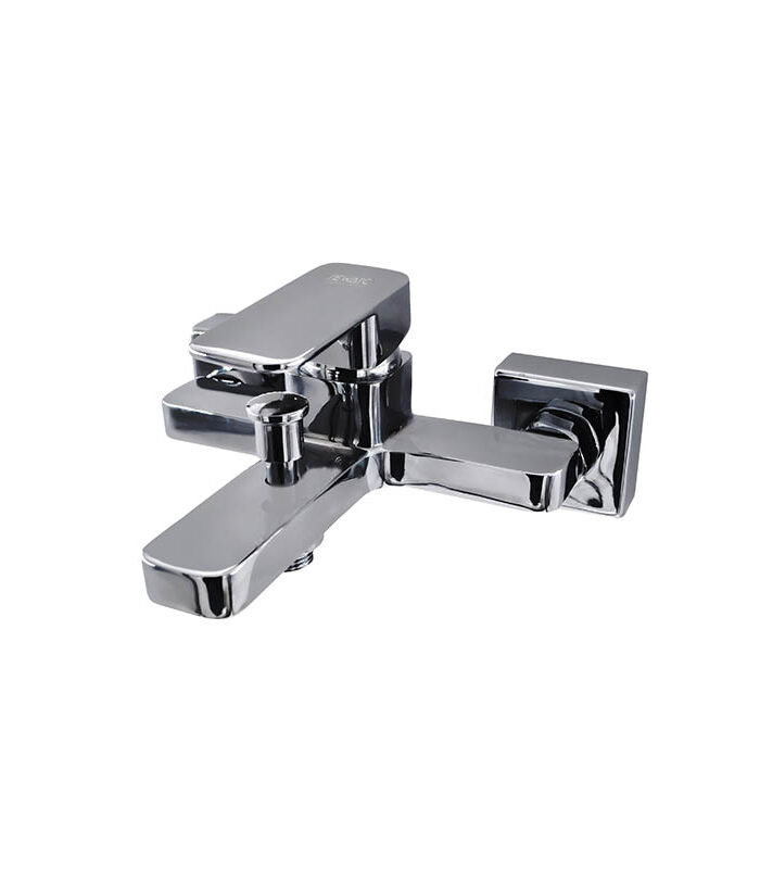 Modern chrome mixer with hexagonal body from Hexa Drop series in Syrian bathroom
