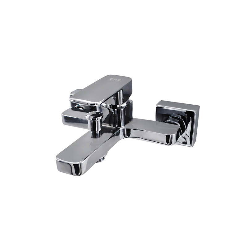 Modern chrome mixer with hexagonal body from Hexa Drop series in Syrian bathroom