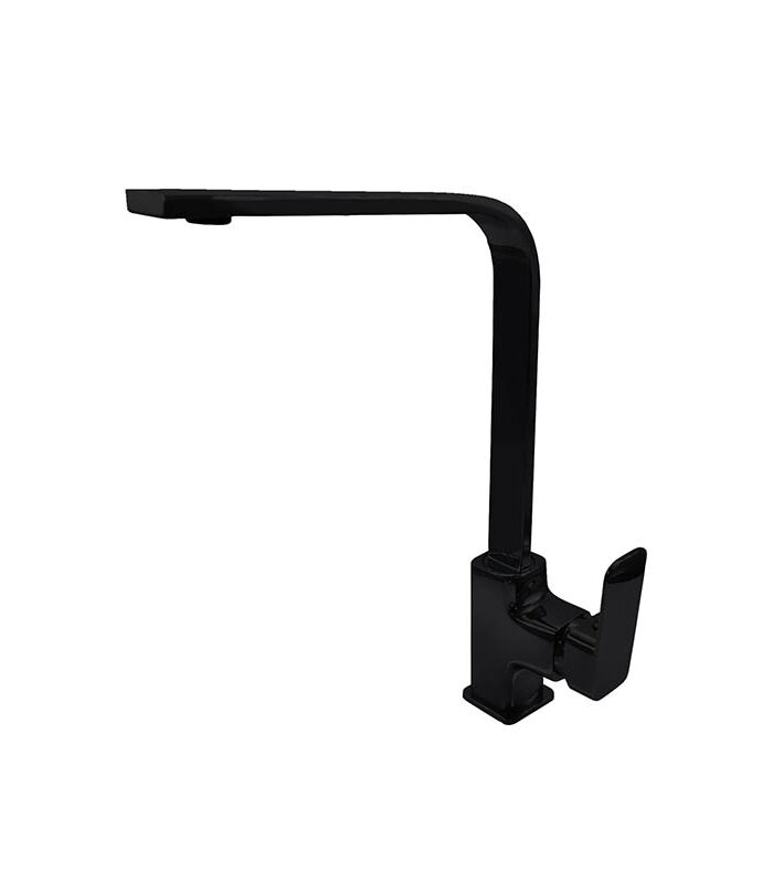 Matte black Hexa Drop mixer with modern hexagonal form in Syrian bathroom