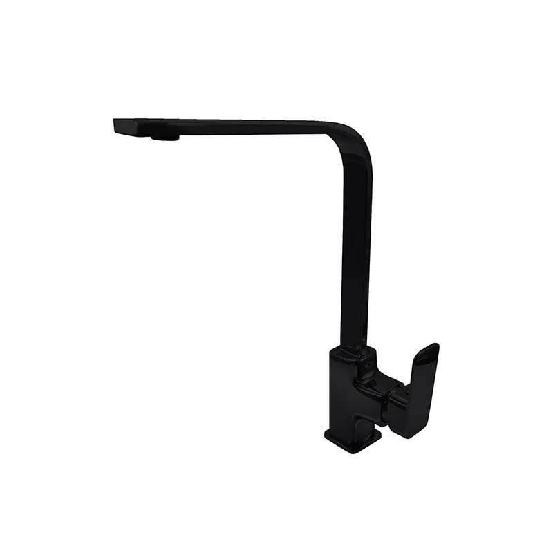 Matte black Hexa Drop mixer with modern hexagonal form in Syrian bathroom