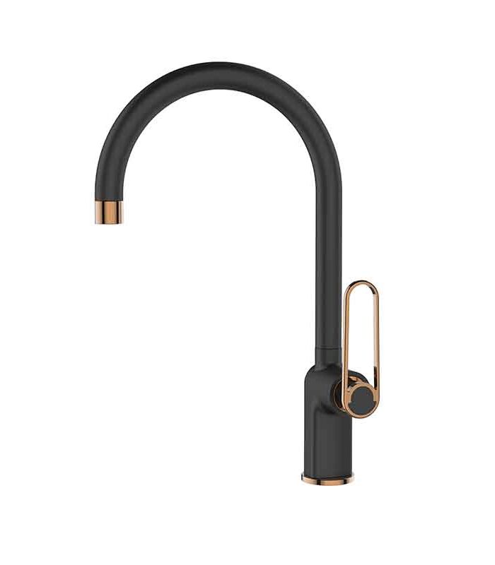 Zeta Matte Black & Gold Mixer contemporary bathroom designer tap