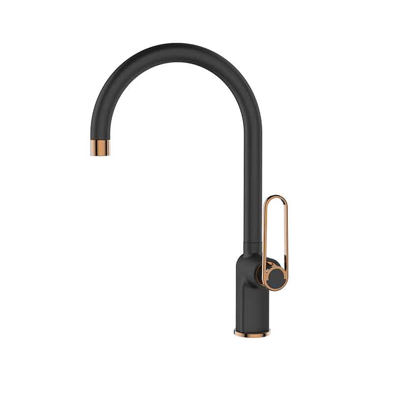 Zeta Matte Black & Gold Mixer contemporary bathroom designer tap