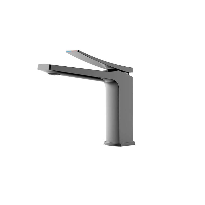 Angular matte black mixer from Trend collection installed on a ceramic basin in Syria