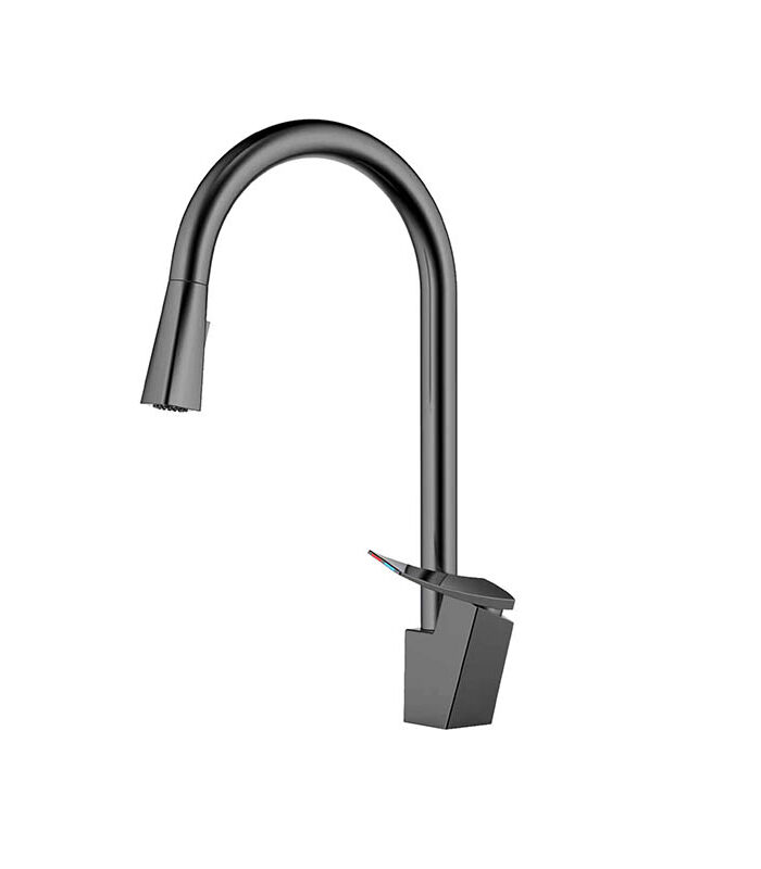 Sleek matte black mixer from Trend collection installed on a Syrian bathroom sink