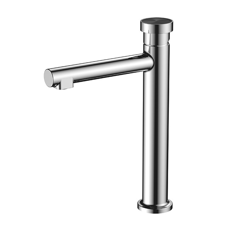 Sleek hexagonal chrome mixer from Hexa Milan collection installed in Syrian bathroom