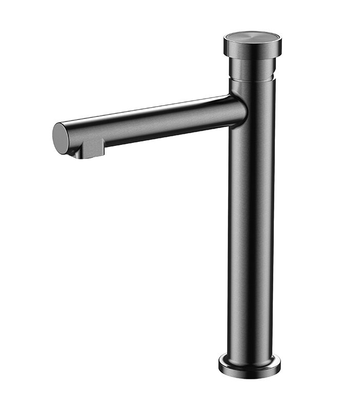 Hexa Milan gray mixer with hexagonal design installed in modern Syrian bathroom
