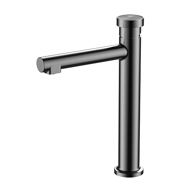 Hexa Milan gray mixer with hexagonal design installed in modern Syrian bathroom