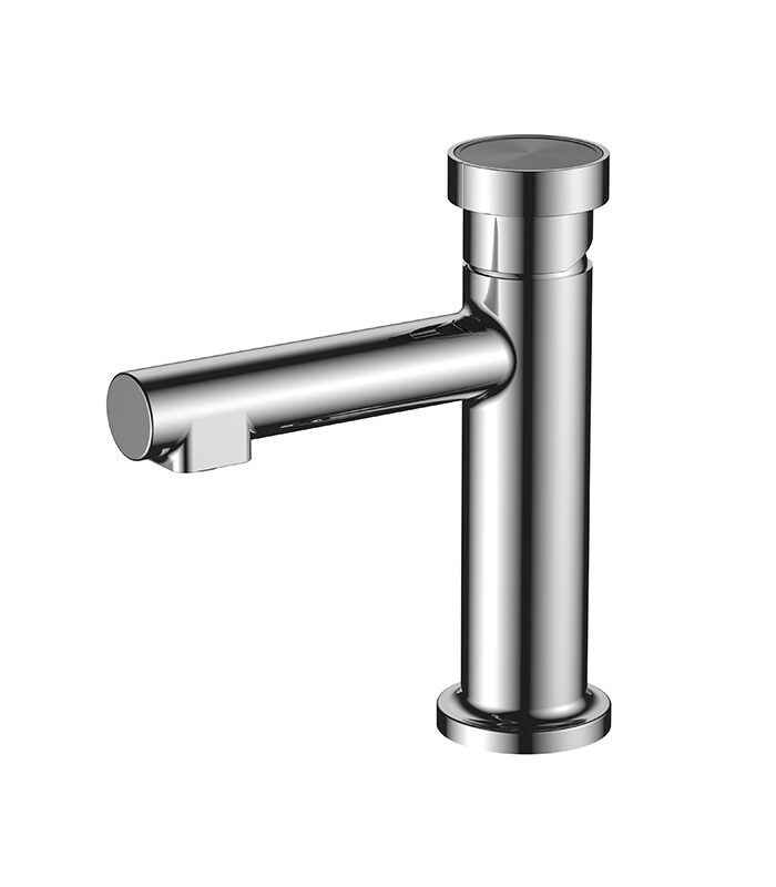 Hexa Milan chrome mixer with hexagonal design on Syrian ceramic washbasin
