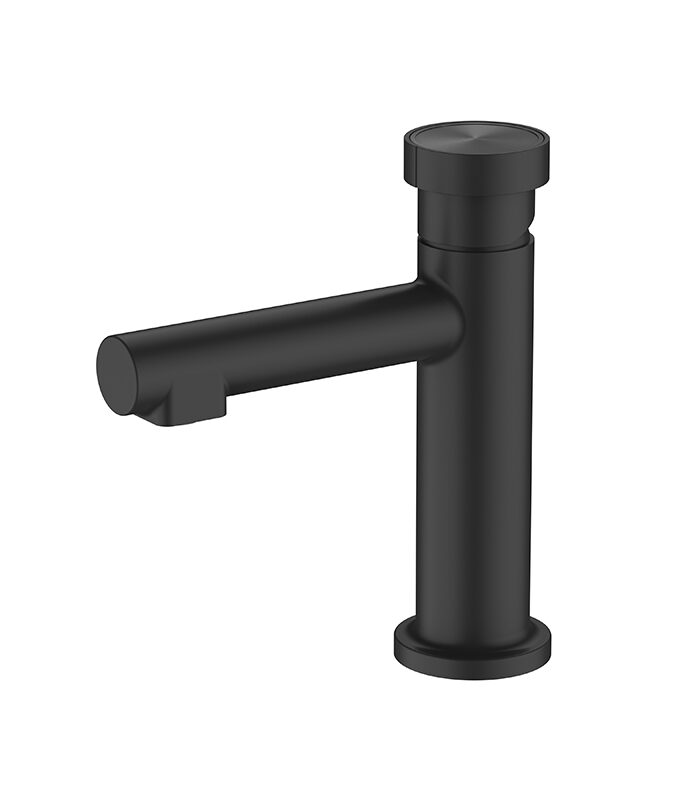 Hexa Milan matte black mixer installed on a ceramic basin in a Syrian bathroom