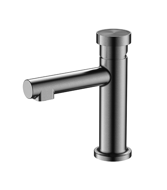 Matte gray Hexa Milan mixer installed on ceramic basin in Syria