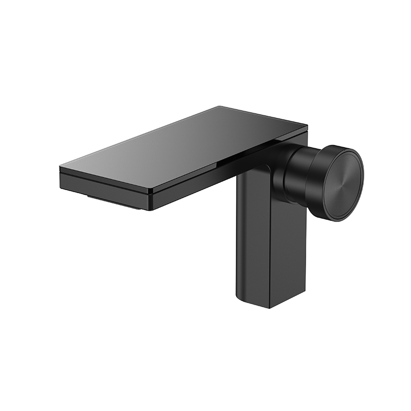 Black hexagonal mixer with matte finish from Hexa Milan collection on Syrian sink